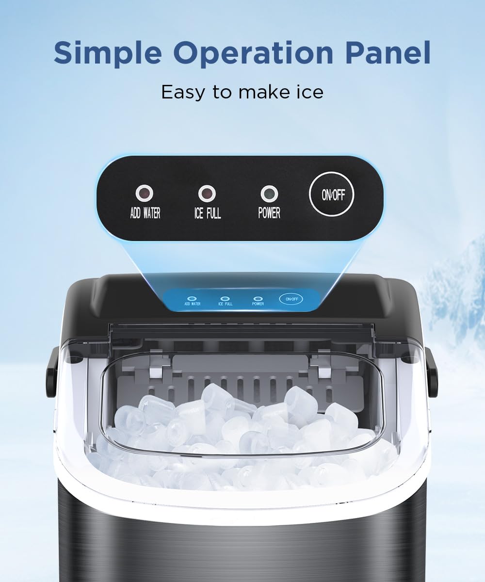 COWSAR Nugget Countertop Ice Maker, 33 lbs/Day Chewable Pellet Ice Machine with Self-Cleaning, Auto Lighting & Measured Dispensing, Portable Pebble Ice Maker for Home, Kitchen, Office, Black Jansha Store