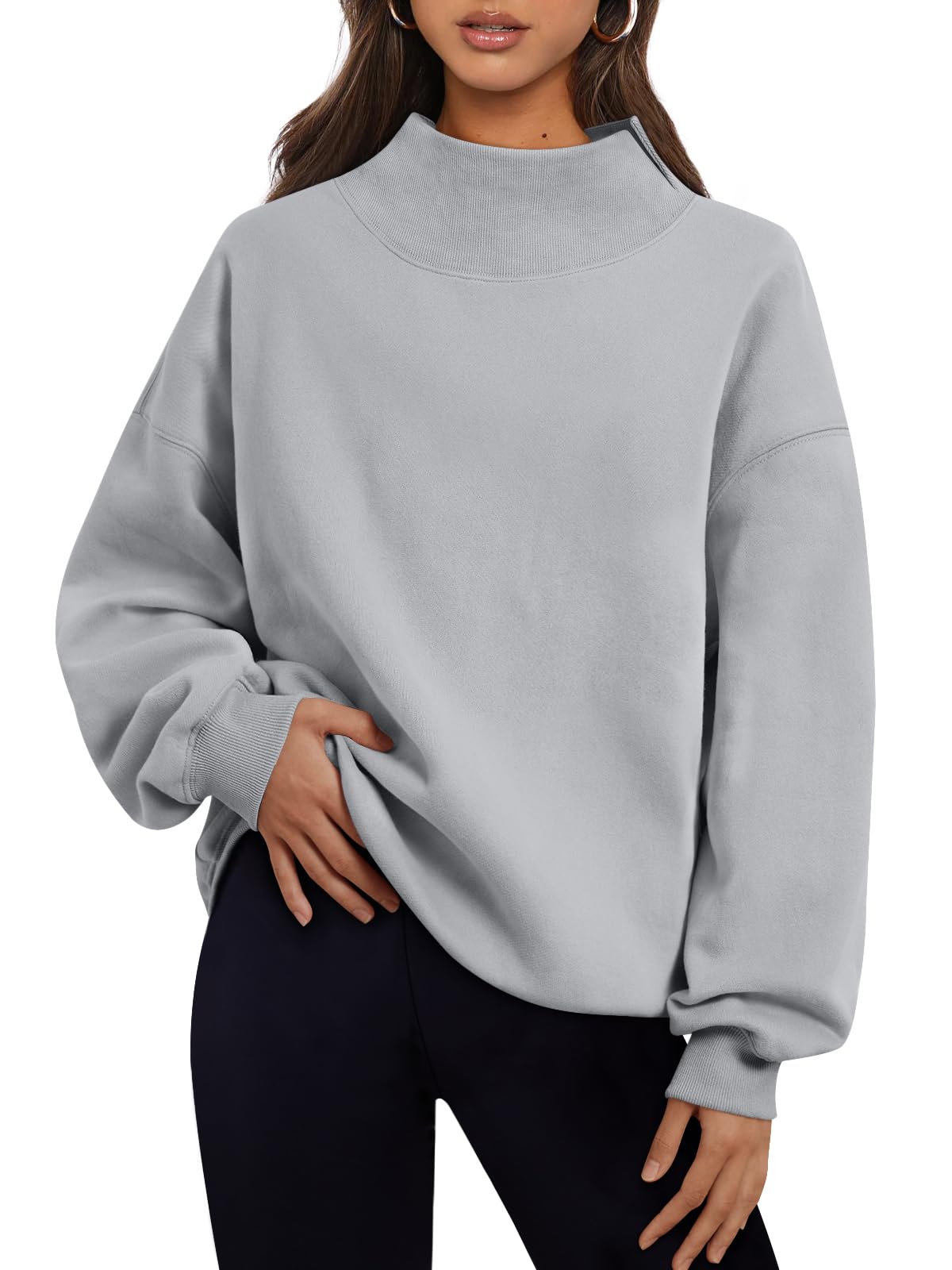 Trendy Queen Womens Mock Neck Sweatshirts Oversized Pullover Fall Outfits Jansha Store