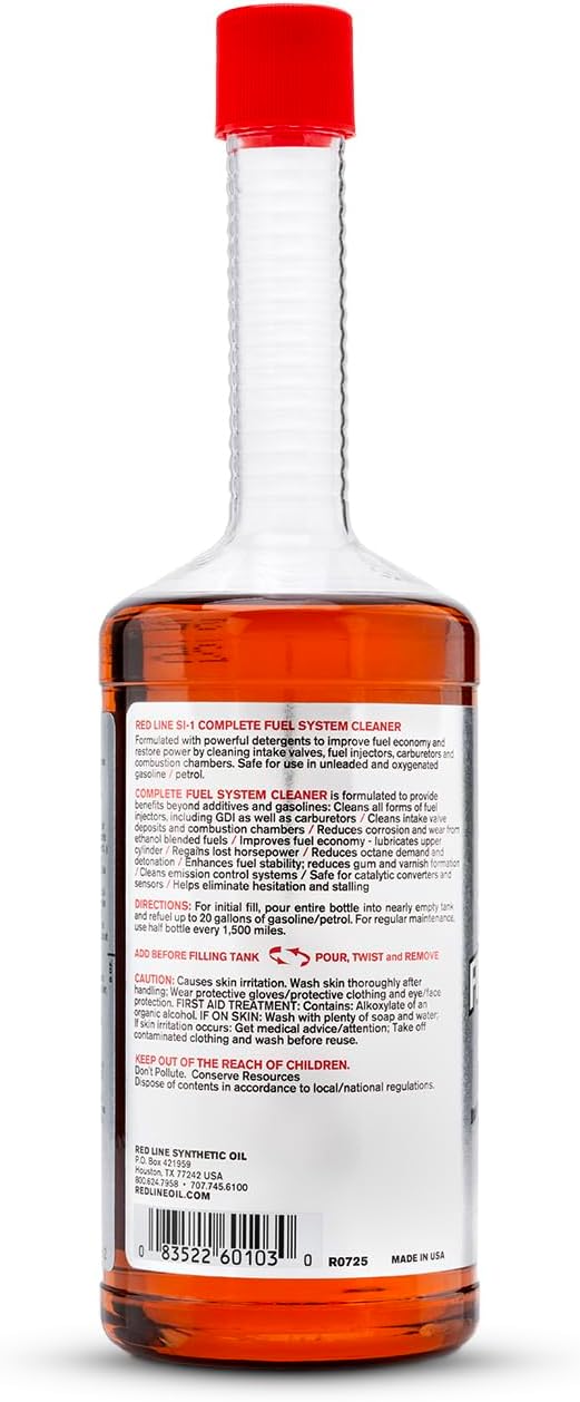 Red Line 60103 SI-1 Complete Fuel System Cleaner - 15 Ounce- Fuel Injector Cleaner and Carburetor Cleaner for Corrosion Prevention and Injector, Valve, and Combustion Chamber Deposit Removal Jansha Store