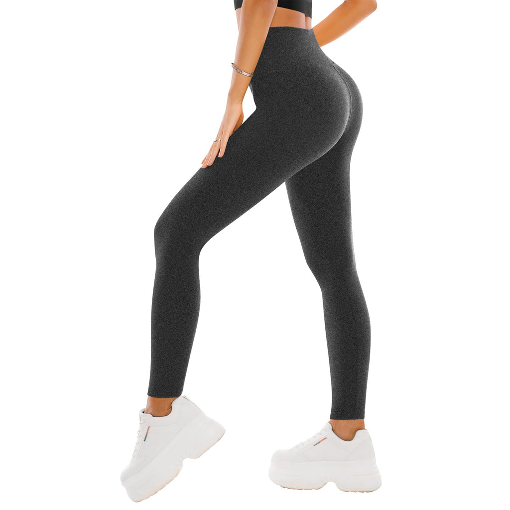 Model wearing high waisted capri leggings during a workout, side profile view