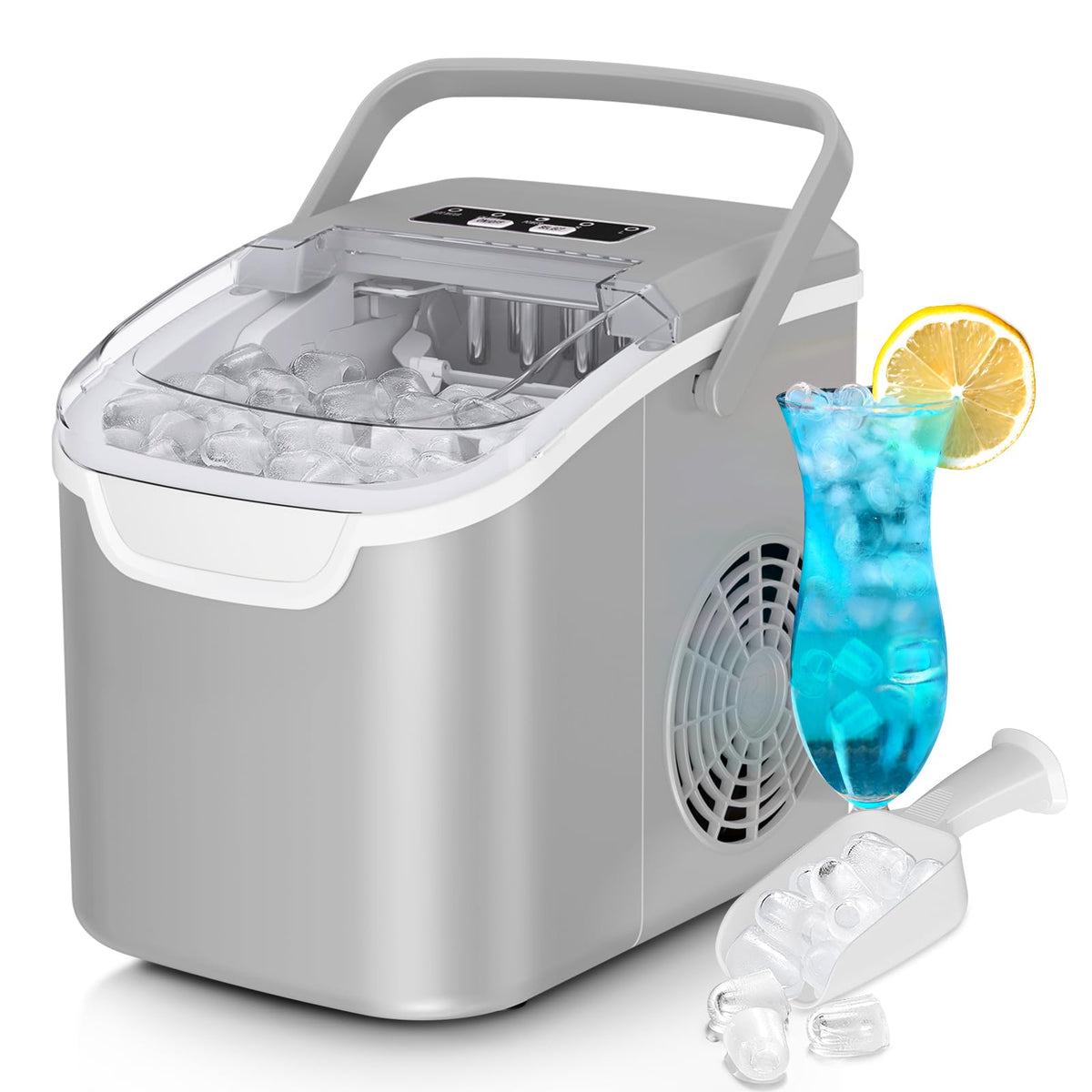 Countertop Ice Maker Machine, 8 Ice Cubes in 6 mins, 26lb/Day Bullet Ice with 2 Sizes- Portable Mini, Energy Saving & Basket/Scoop for Home/Party/Travel/Camping/Bar,Purple Jansha Store