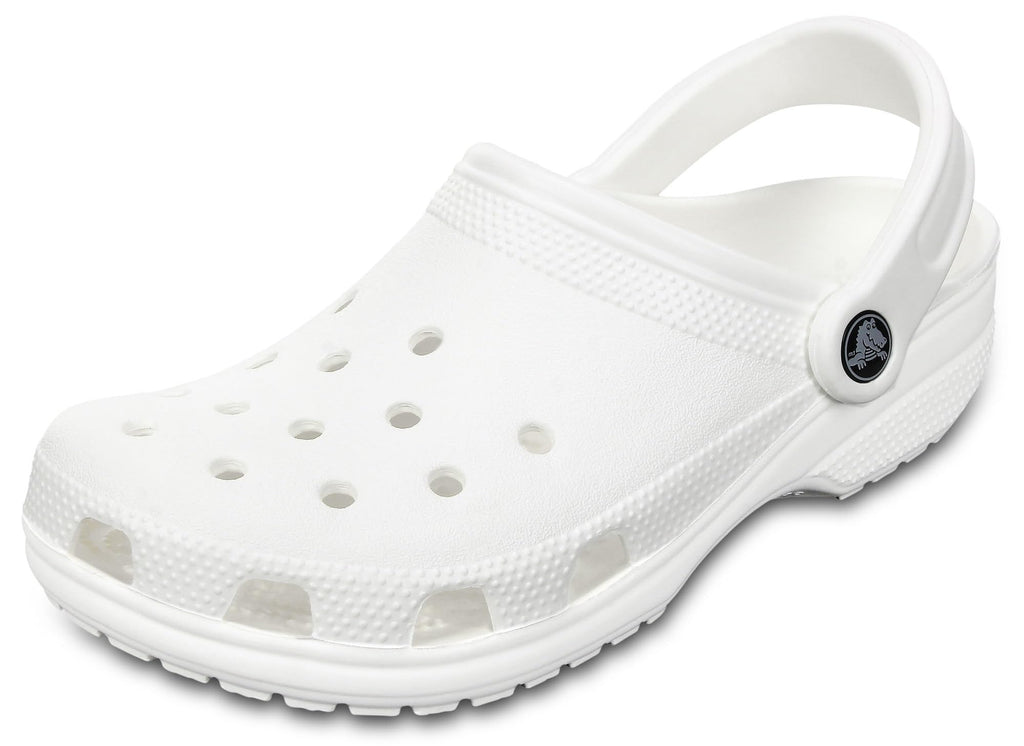 Top-down view of a pair of classic clogs side by side, showing the toe box perforations