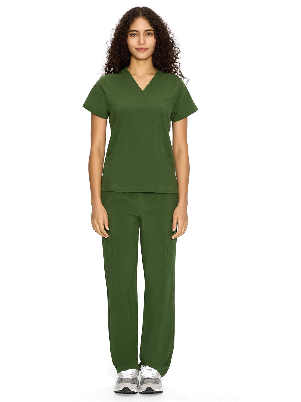 COZYFIT Scrubs for Women Set - V-Neck & Straight Leg Pants with 9 Pockets Jansha Store
