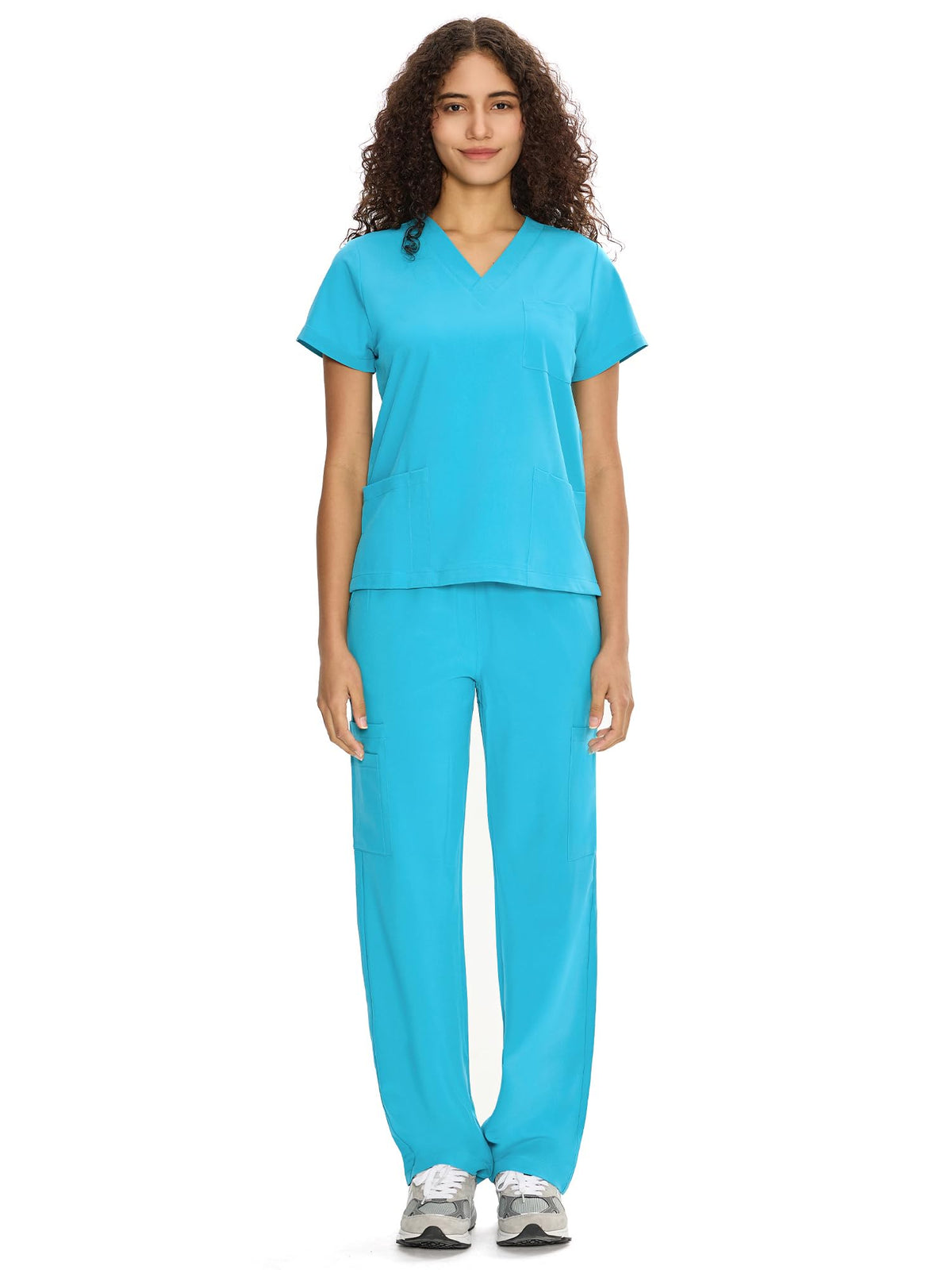 COZYFIT Scrubs for Women Set - V-Neck & Straight Leg Pants with 9 Pockets Jansha Store