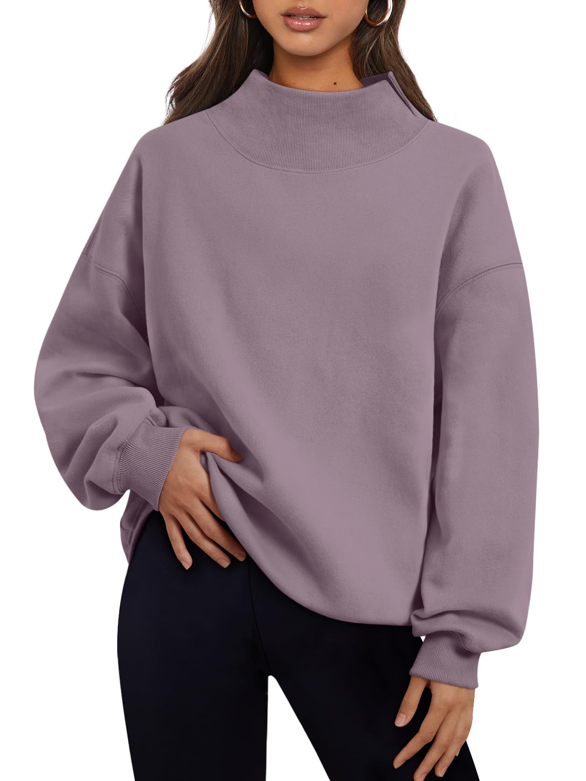 Trendy Queen Womens Mock Neck Sweatshirts Oversized Pullover Fall Outfits Jansha Store