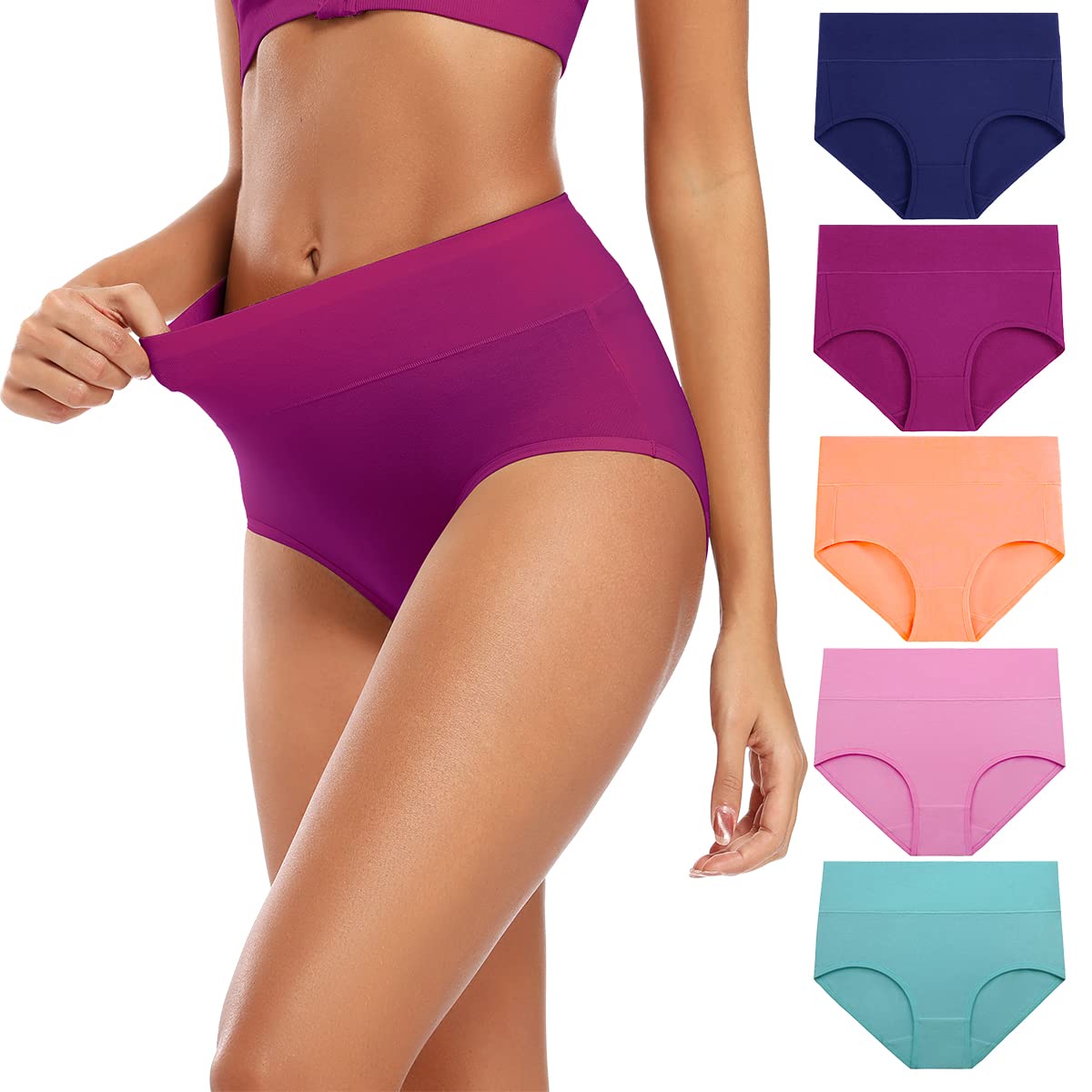 Molasus Women's Cotton Underwear High Waisted Full Coverage Ladies Panties (Regular & Plus Size) Jansha Store