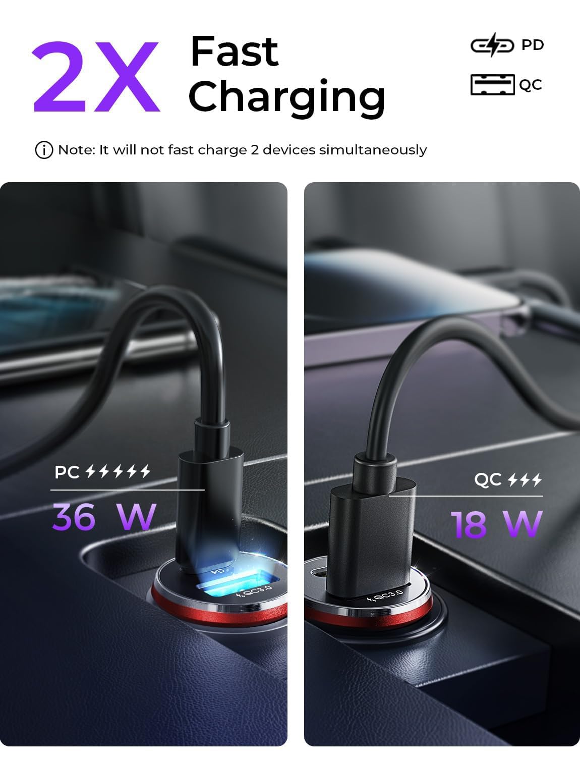 LISEN Car Charger USB C, 69W Cigarette Lighter USB Charger Adapter, 2 Pack Jansha Store