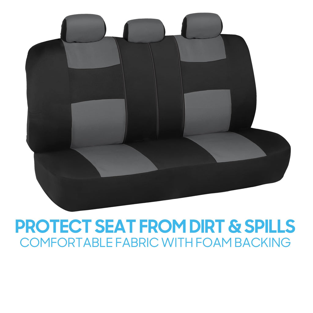 BDK PolyPro Car Seat Covers Full Set in Solid Black, Front and Rear Split Bench Seat Covers for Cars, Easy to Install Car Seats Cover Set and Accessories for Auto Trucks Van SUV - Solid Black Jansha Store