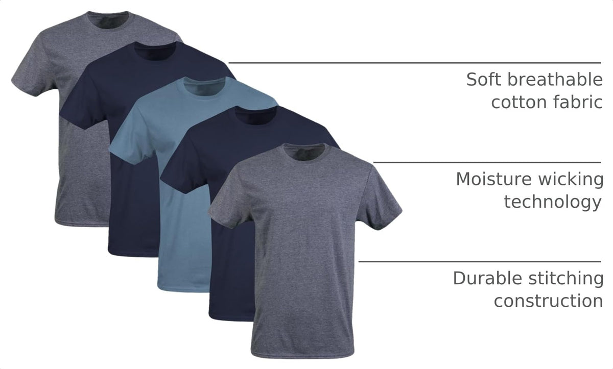 Men's crew neck cotton T-shirt in solid color, front view