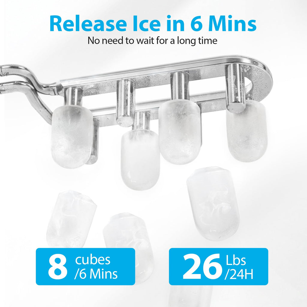 Aeitto Ice Maker Countertop 26lbs/24H Ice Makers Ready in 6-Min 8 Ice Cubes Jansha Store