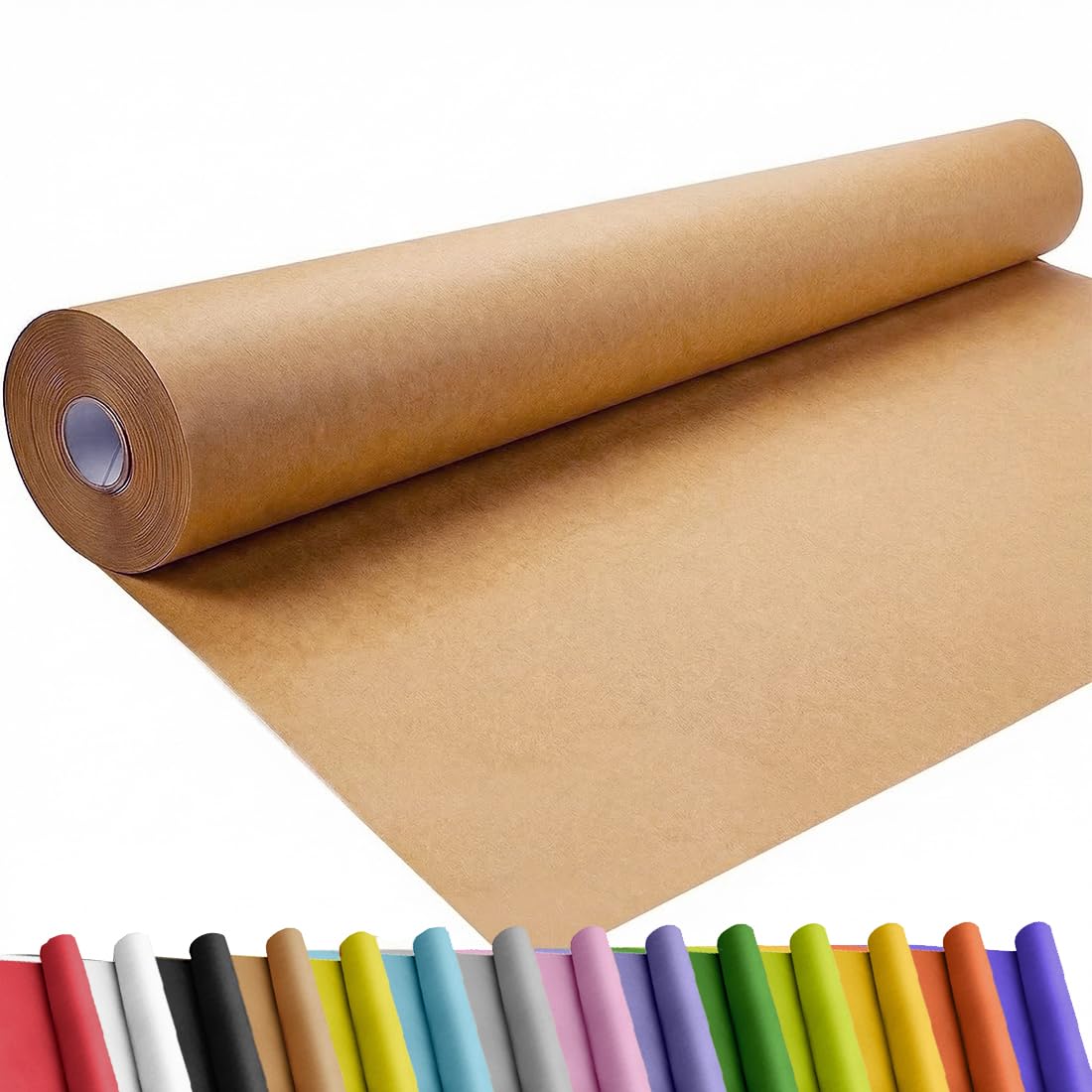 SMART&CASUAL 36" x 1,500" (125') Brown Kraft Craft Paper Roll for Gift Wrapping Bulletin Board Bouquet Flower Art Packing Parcel Table Covering 70GSM 50LB (Brown, 36" x 125') Jansha Store