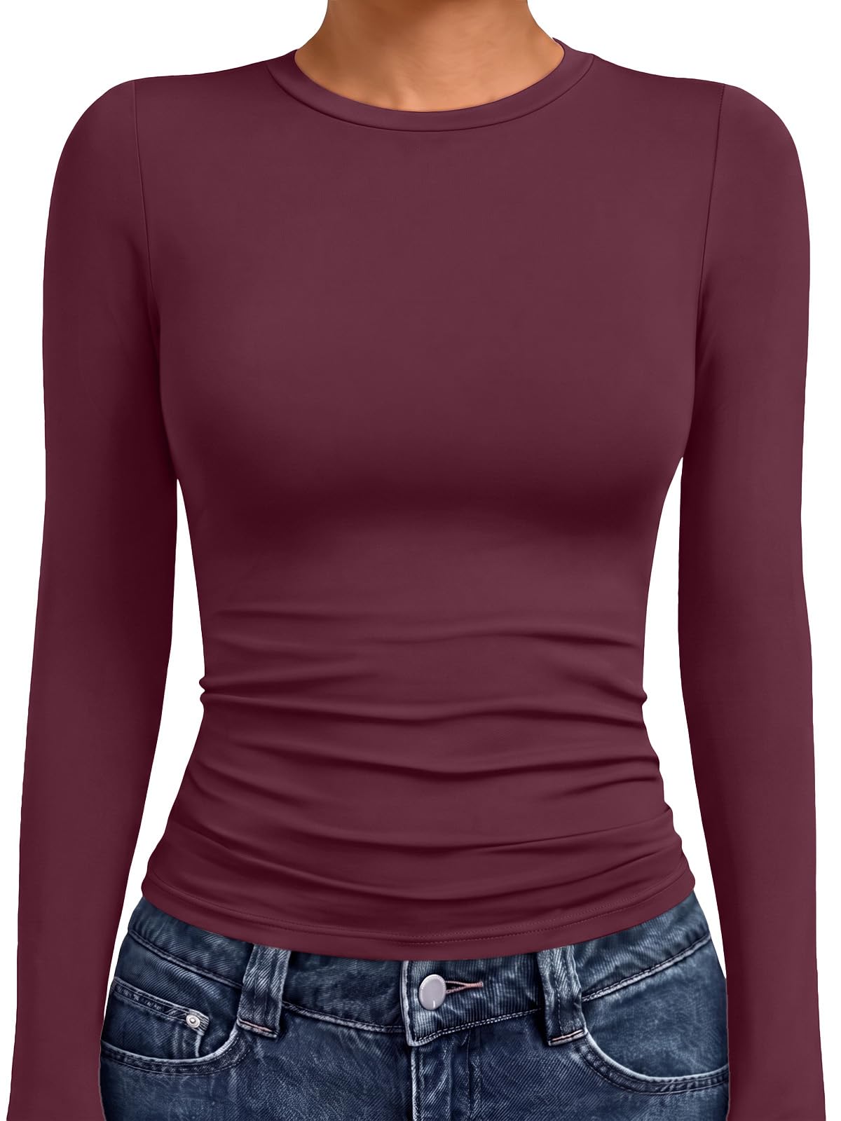Stretch fabric close-up of the women's long sleeve underscrub top
