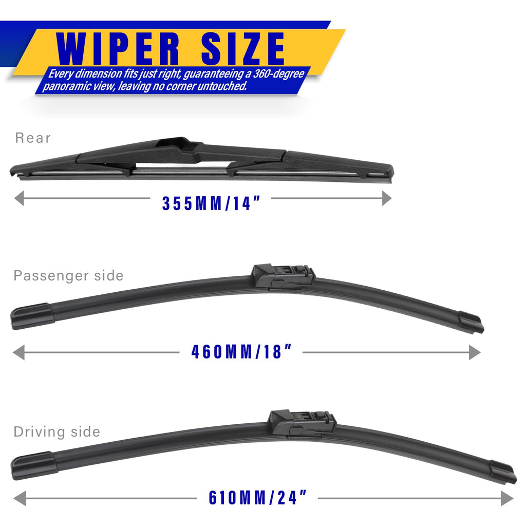 3 Wipers Fits Subaru Forester 2012-2018 Outback 2015-2019 Wiper Blades Jansha Store
