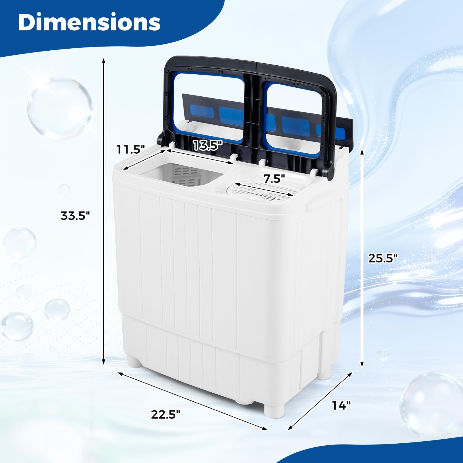 COSTWAY 26Lbs Portable Washing Machine with Built-in Drain Pump, Blue Jansha Store