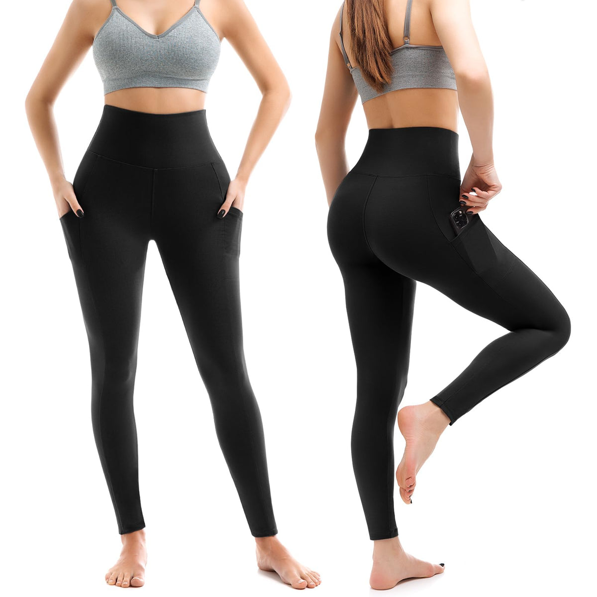 Leafigure 2-Pack High Waist Leggings with Pockets for Women Jansha Store