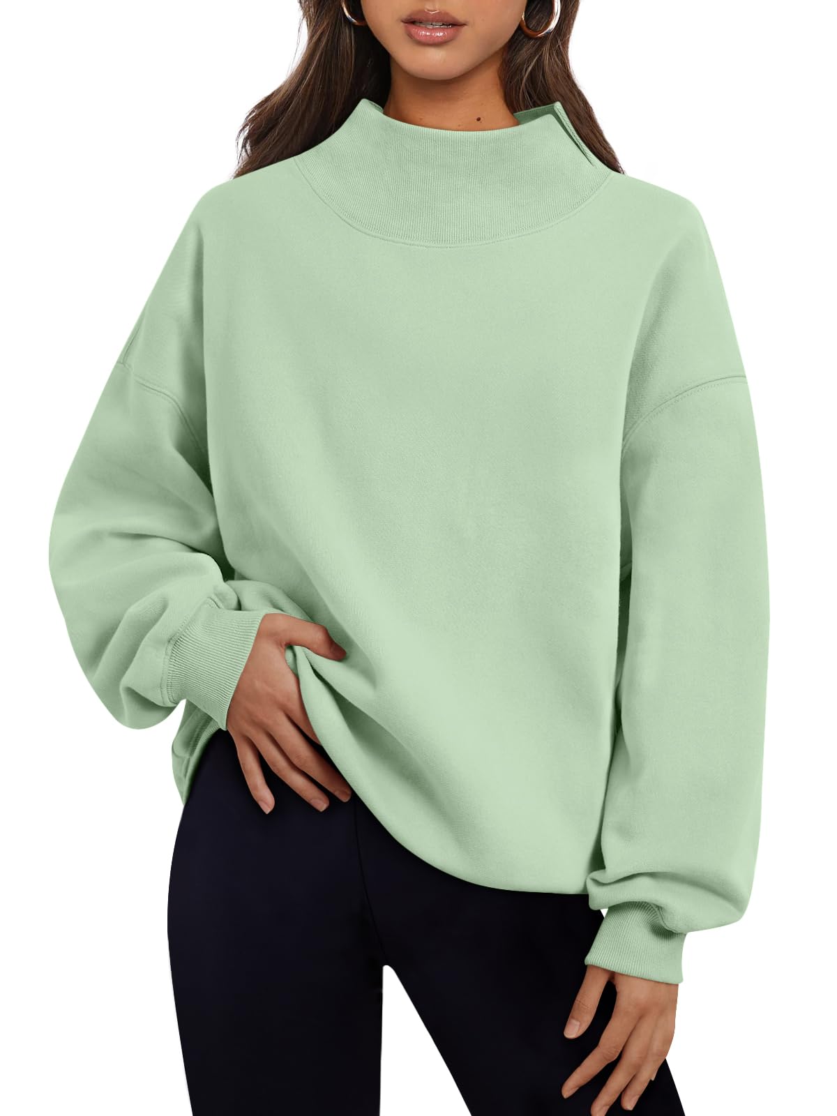 Trendy Queen Womens Mock Neck Sweatshirts Oversized Pullover Fall Outfits Jansha Store