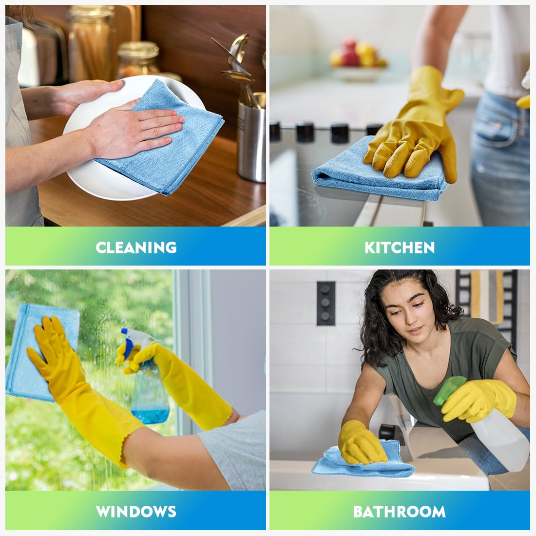 HOMEXCEL Microfiber Cleaning Cloth 12 Pack, 12.5 x 12.5 inch Microfiber Towels for Cars, Ultra Absorbent Washing Cloth, Lint Free Streak Free Cleaning Rags for Car, Kitchen, and Window (Grey) Jansha Store