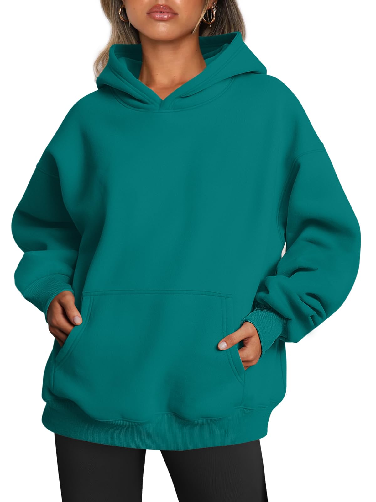 Close-up of the hood opening and inner lining of the sweatshirt