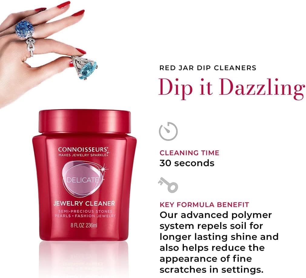 CONNOISSEURS Premium Edition Jewelry Cleaner, Value Size 9.6oz - Pick from Fine, Silver or Delicate Jewelry Cleaner Jansha Store