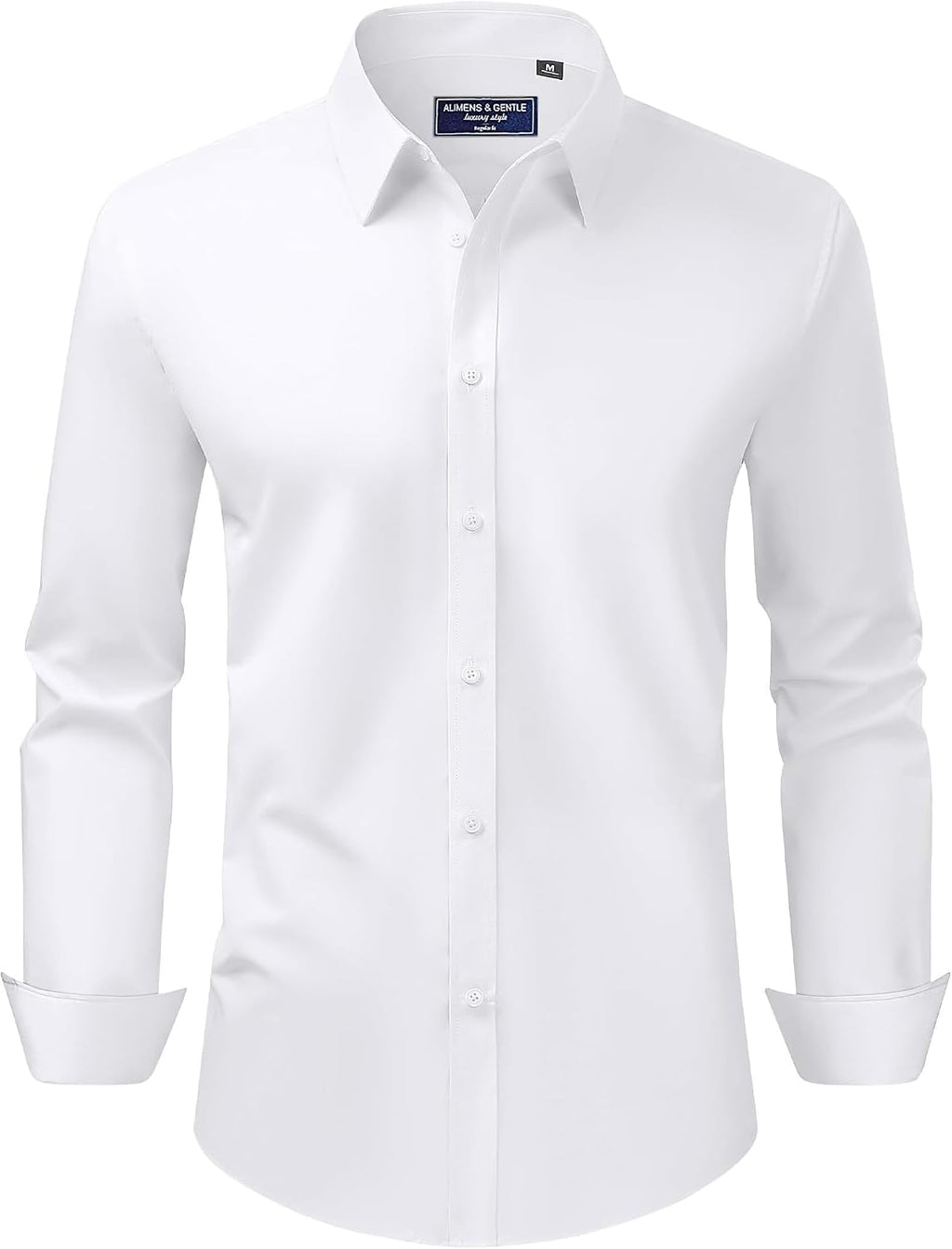 Alimens & Gentle Men's Dress Shirt Regular Fit Stretch Stain Shield Long Sleeve Solid Business Wedding Button Down Shirts Jansha Store