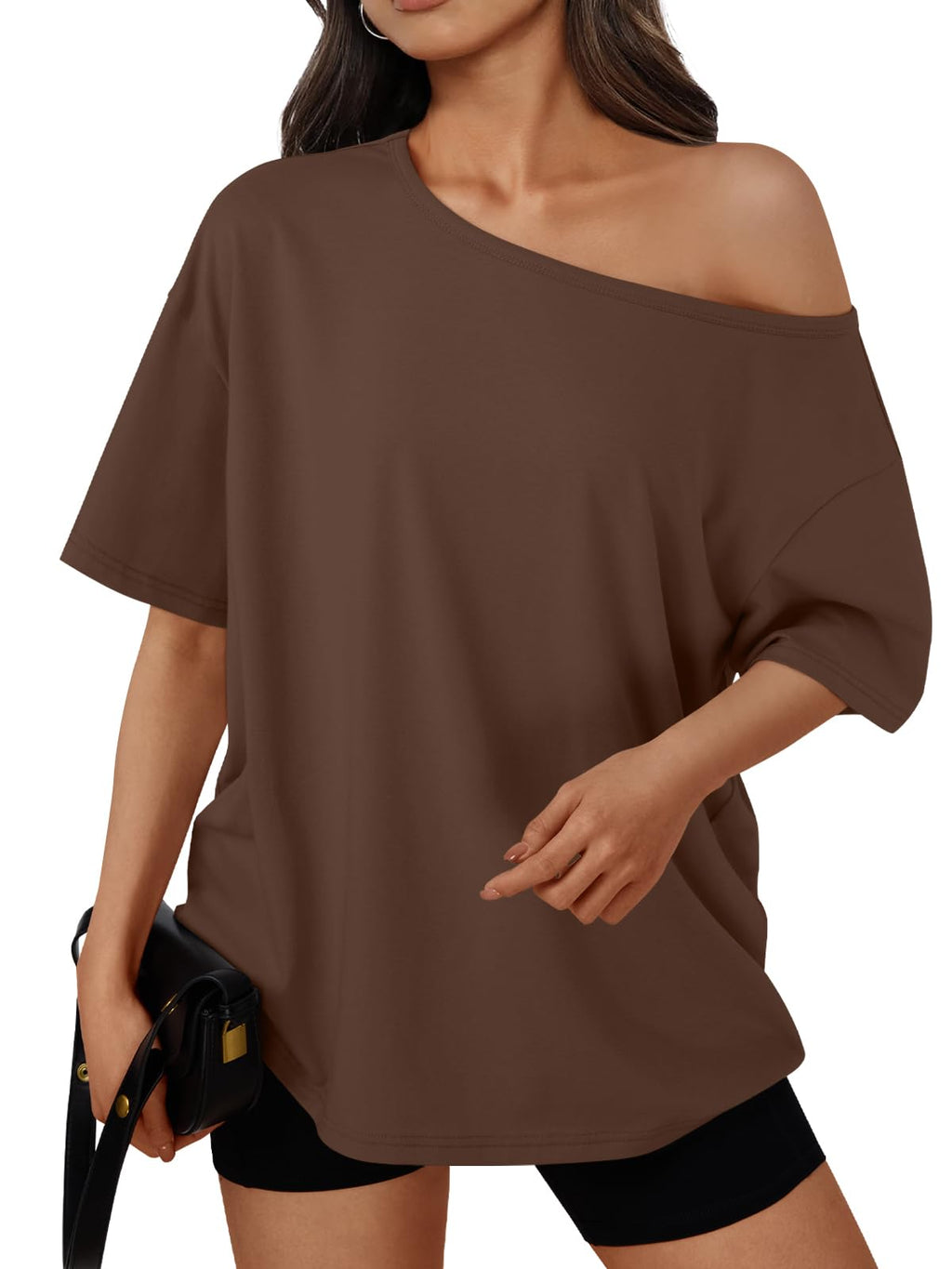 Trendy Queen Womens Off the Shoulder Tops Oversized Summer T-Shirts 2026 Jansha Store