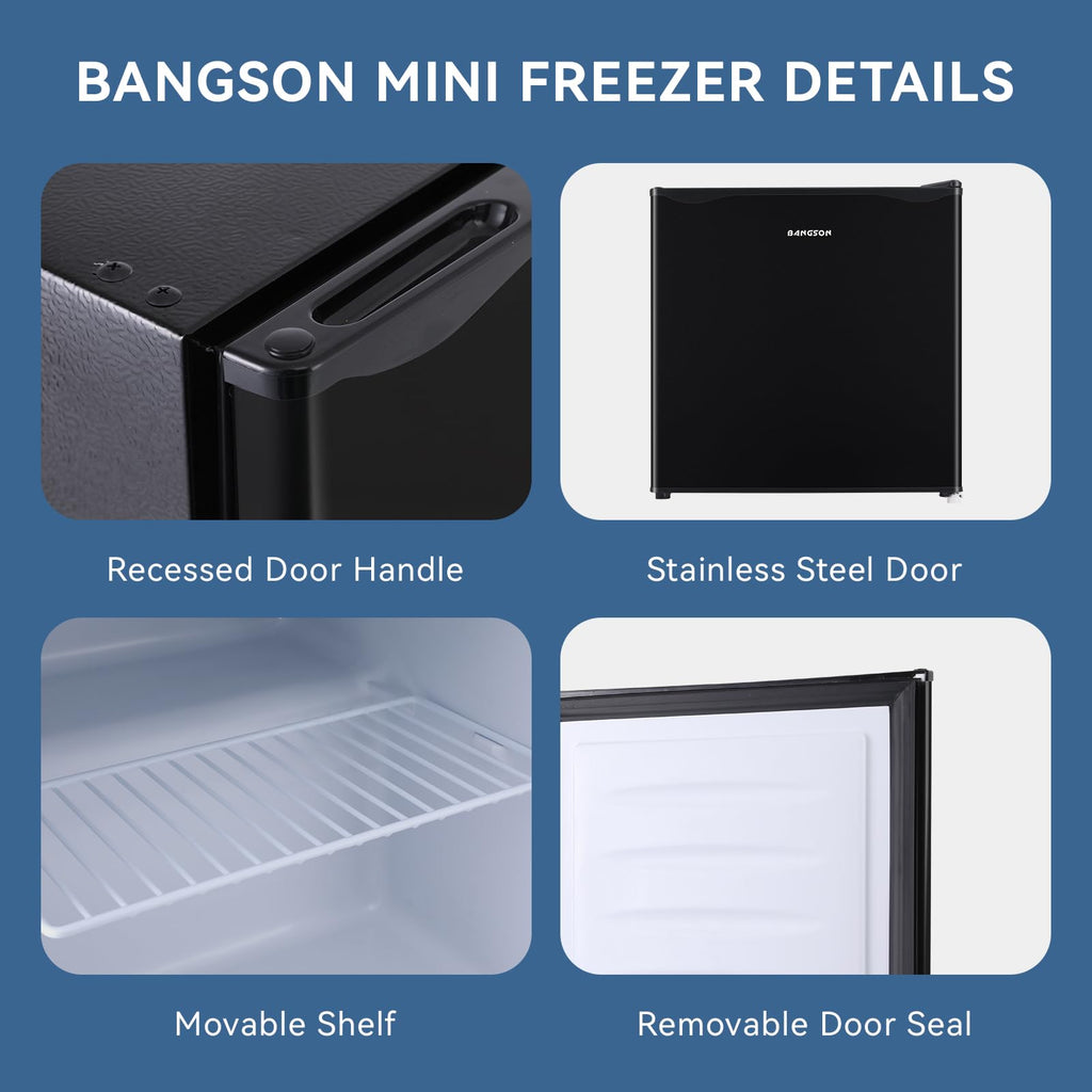 BANGSON 1.1 Cu.ft Upright Mini Freezer for Dorms Apartment, Silver Jansha Store