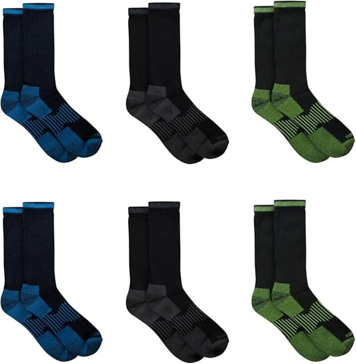 Dickies Dri-tech crew socks worn on foot, showing mid-calf height and snug ribbed fit
