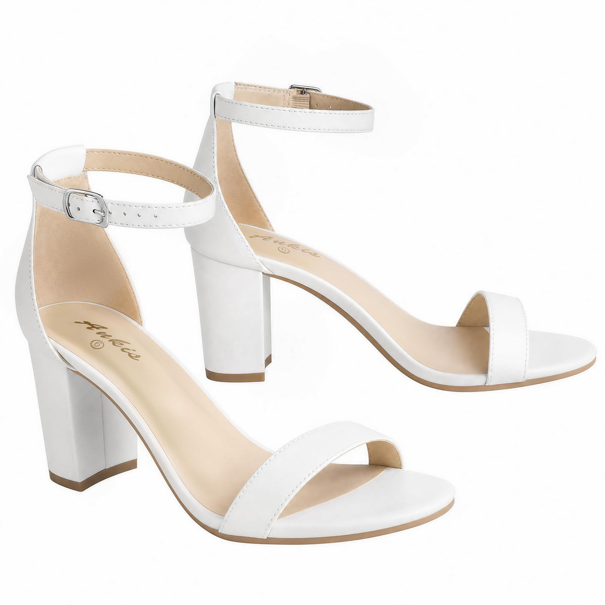 Ankle strap sandal with open toe shown at three-quarter angle