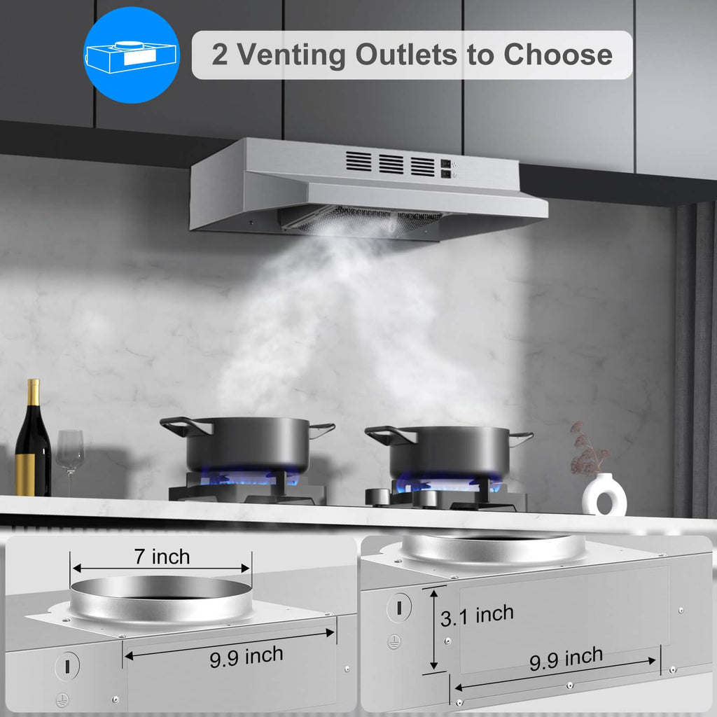 SNDOAS Range Hood 30 inch Under Cabinet, Ducted/Ductless Convertible Kitchen Hood, Stainless Steel Vent Hood with LED Light,Under Cabinet Hood with 2 Speed Exhaust Fan,Black Jansha Store