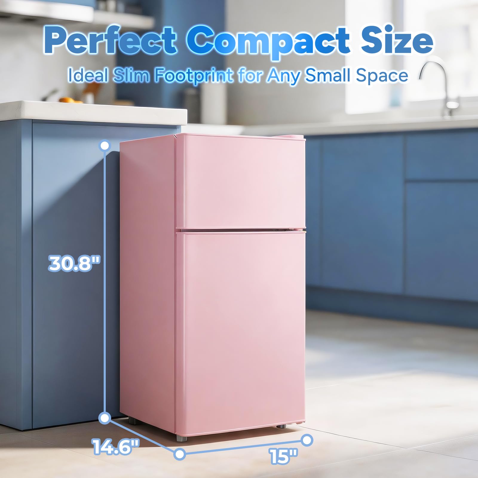 DEMULLER 2.4 Cu.Ft Small Refrigerator with Freezer Mini Fridge Removable Plastic Shelves Ideal for Apartment,Dormitory Black Jansha Store
