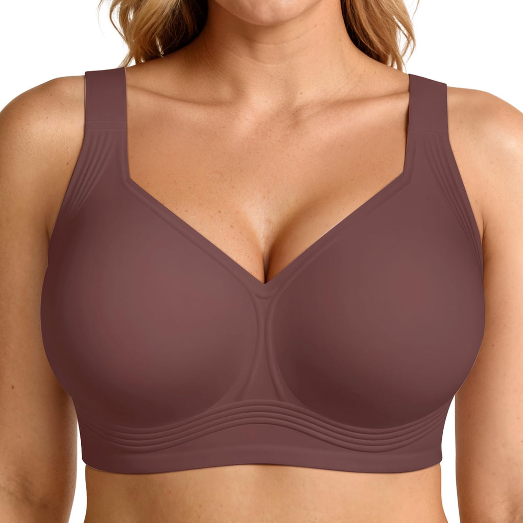 Wireless jelly bra in olive green with padded cups and comfort straps