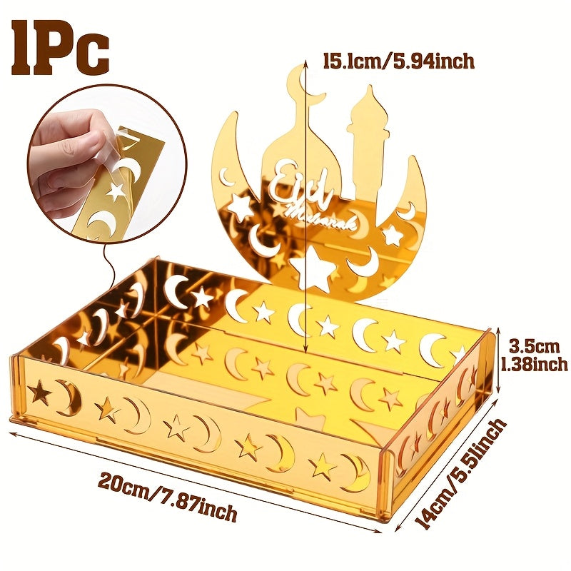 Golden Acrylic Eid Moon Star Dessert Tray-4