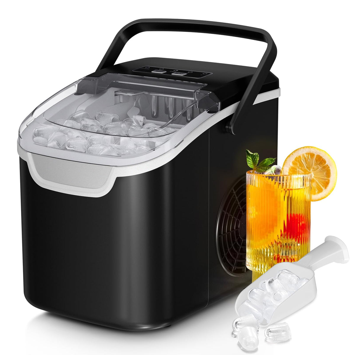 Countertop Ice Maker Machine, 8 Ice Cubes in 6 mins, 26lb/Day Bullet Ice with 2 Sizes- Portable Mini, Energy Saving & Basket/Scoop for Home/Party/Travel/Camping/Bar,Purple Jansha Store
