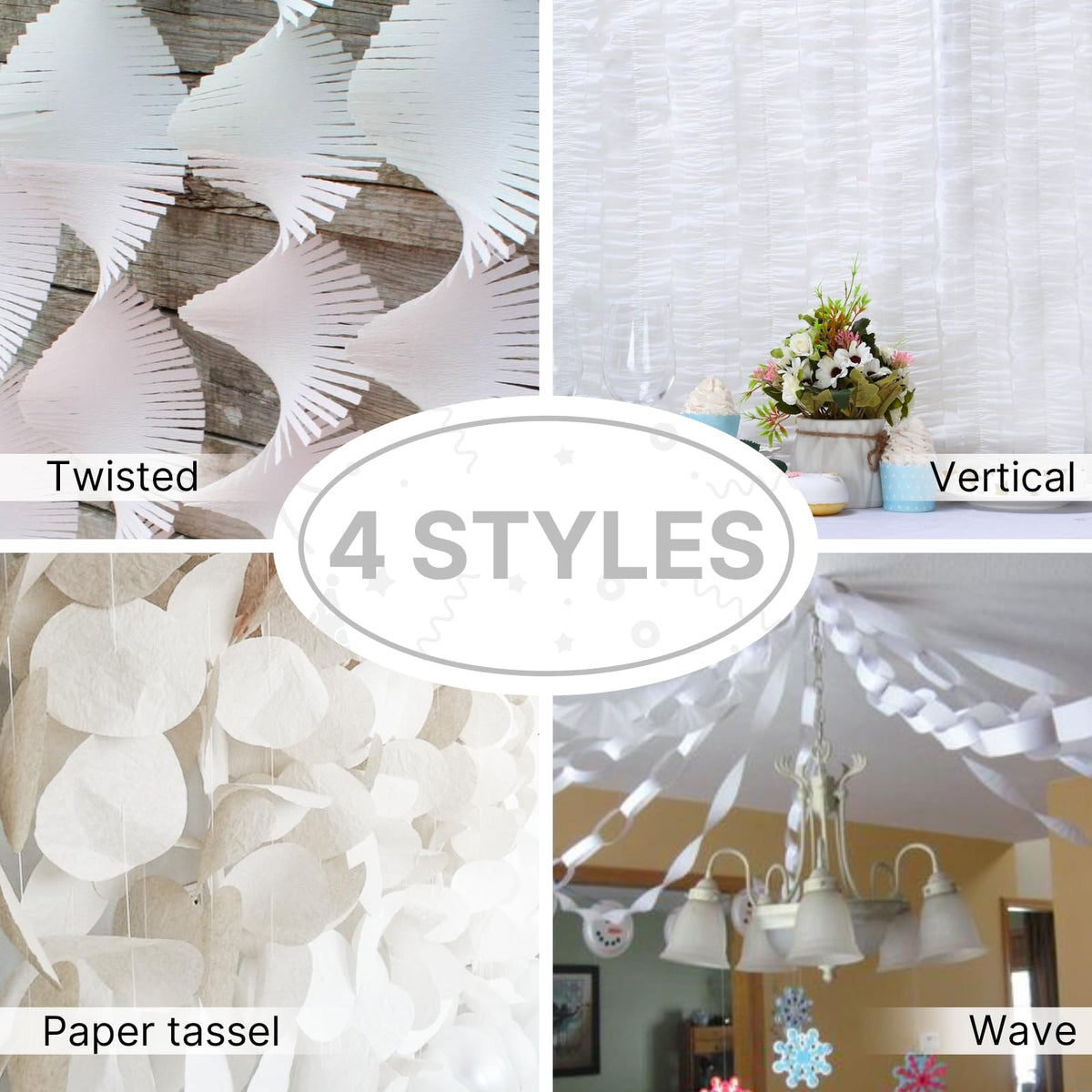 PartyWoo Pastel Crepe Paper Streamers 6 Rolls 492 FT Streamers Jansha Store
