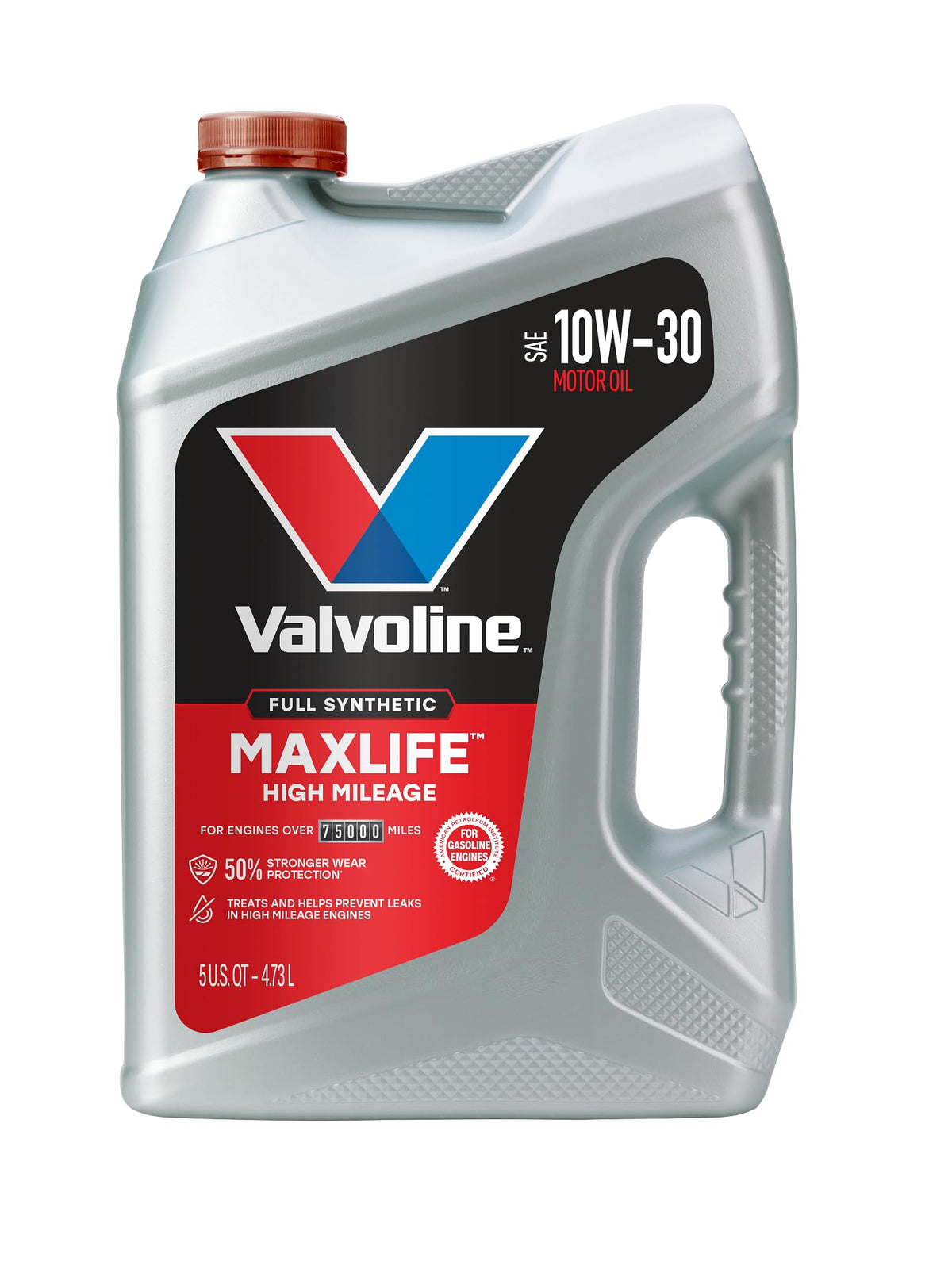 5-quart motor oil container with pour spout for easy engine oil changes