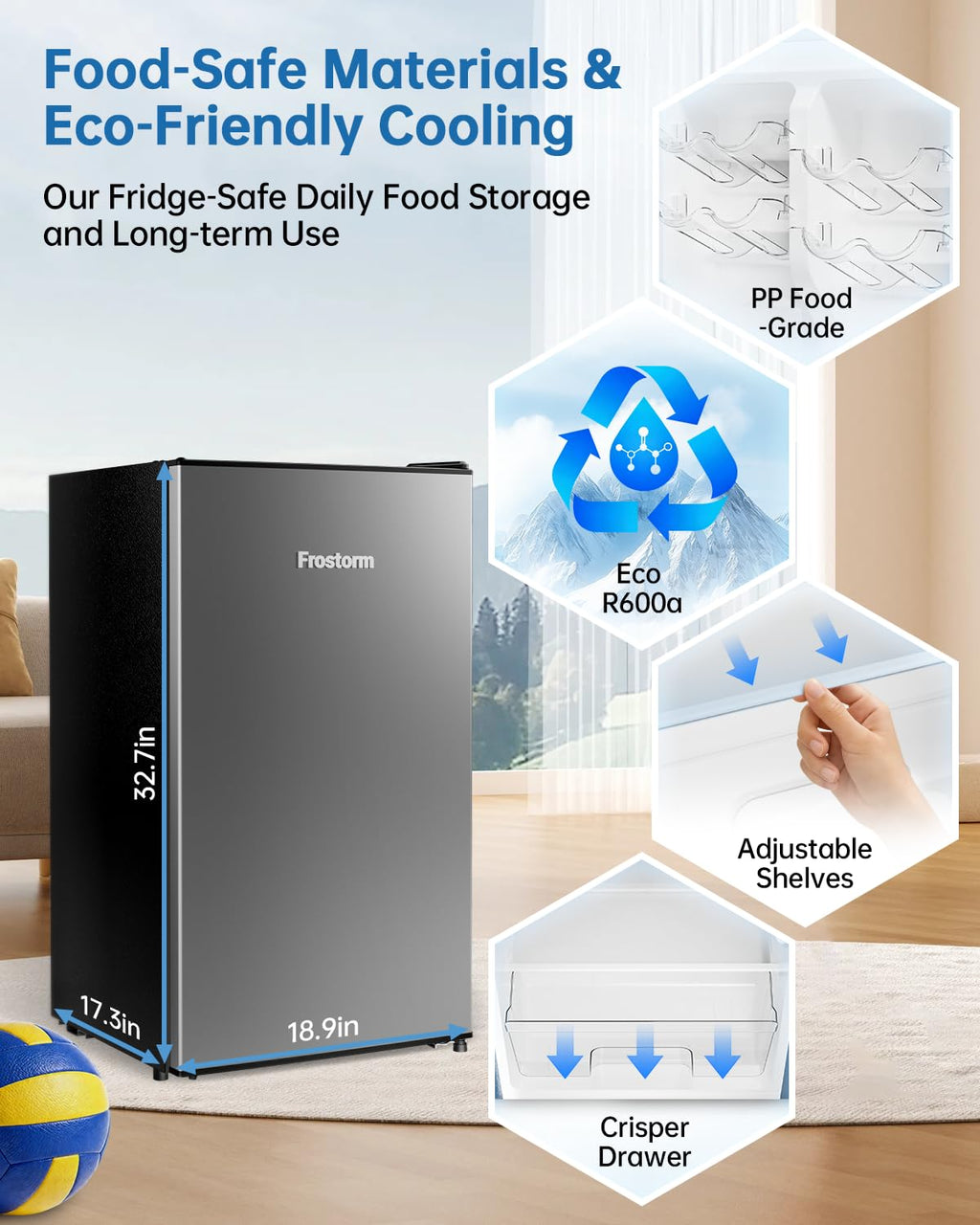 3.2 Cu Ft Mini Fridge with Freezer, Single Door Upright Freezer Jansha Store