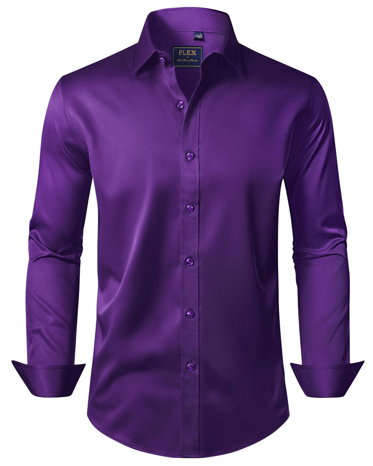 Close-up of the wrinkle-free formal shirt fabric and button placket detail