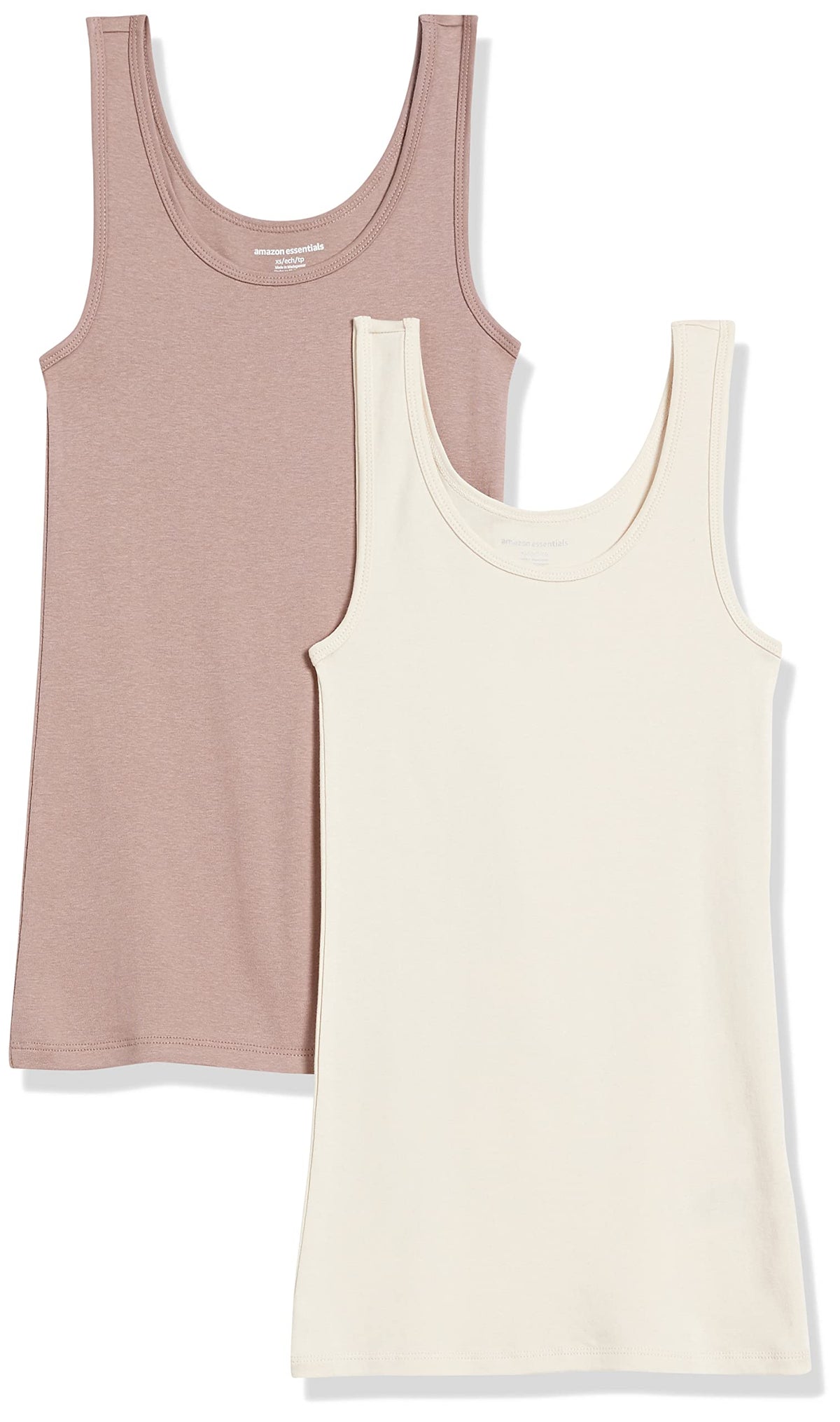 Amazon Essentials Women's Slim-Fit Ribbed Scoop Neck Tank Tops, Pack of 2 Jansha Store