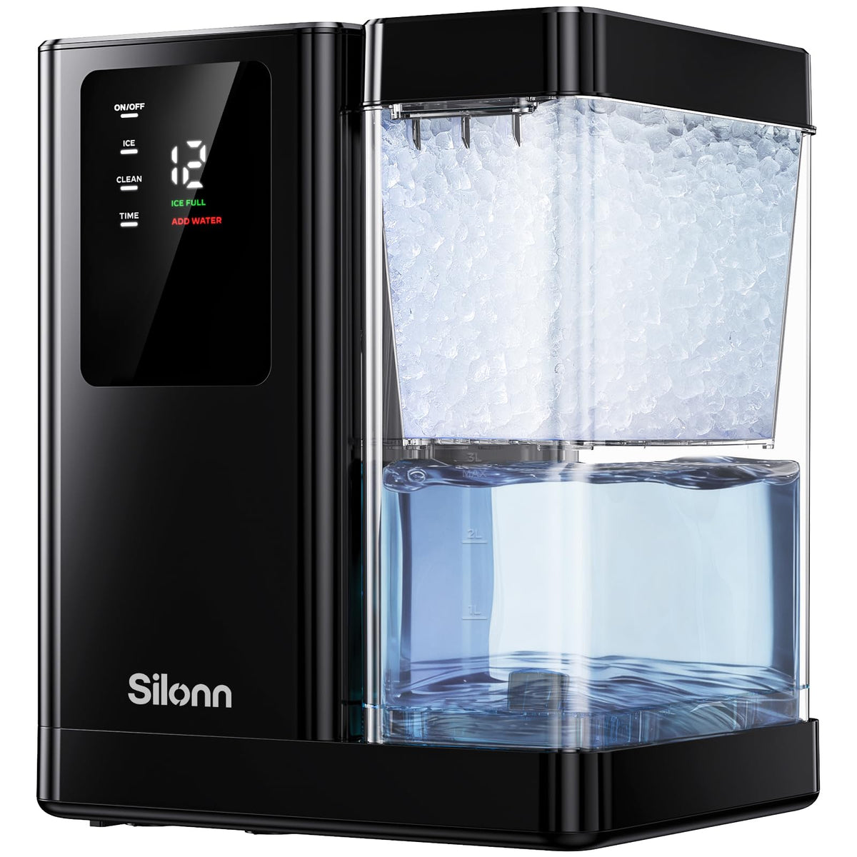 Silonn Ice Maker Countertop, 9 Cubes Ready in 6 Mins, 26lbs in 24Hrs, Self-Cleaning Ice Machine with Ice Scoop and Basket, 2 Sizes of Bullet Ice for Home Kitchen Office Bar Party Jansha Store