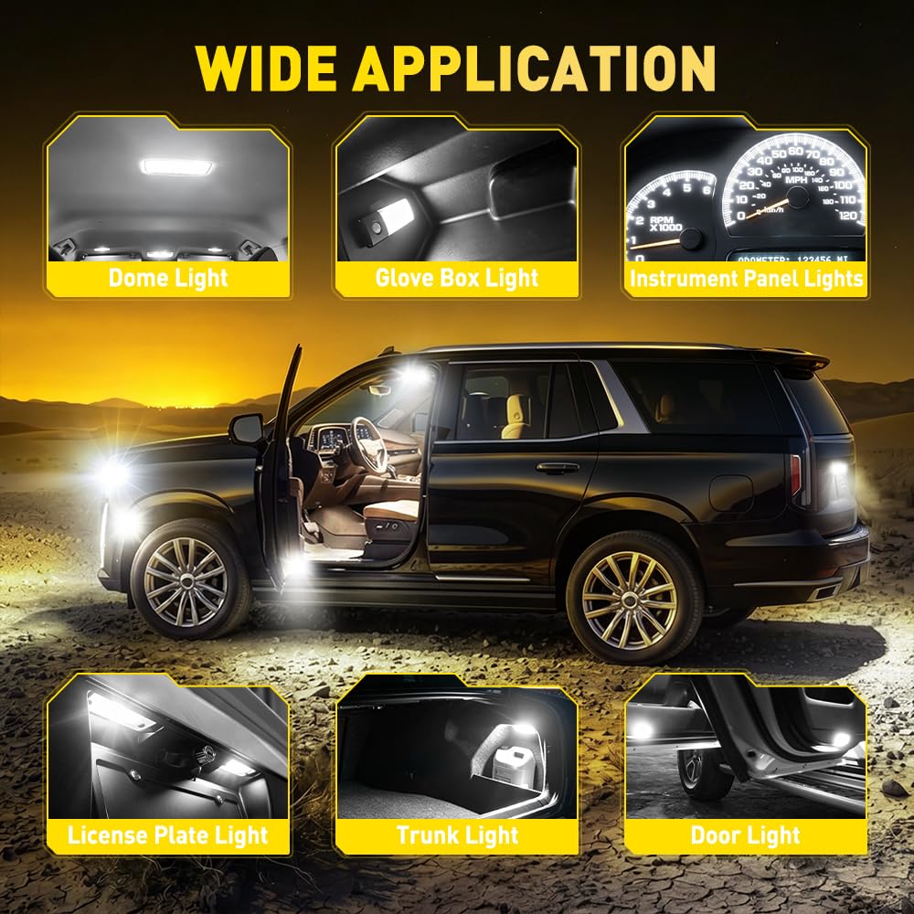 AUXITO 194 LED Bulbs for License Plate Light 168 175 2825 W5W T10 24-SMD 3014 Chipsets 6000K White for Car Dome Door Map Dash Courtesy Cargo License Plate Lights, Pack of 2 Jansha Store