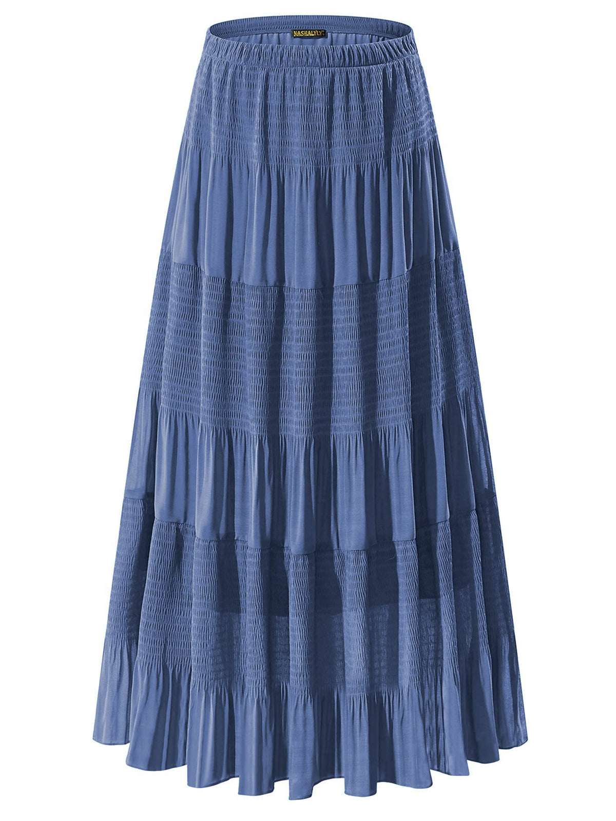 NASHALYLY Women's Chiffon Elastic High Waist Pleated A-Line Maxi Skirts Jansha Store