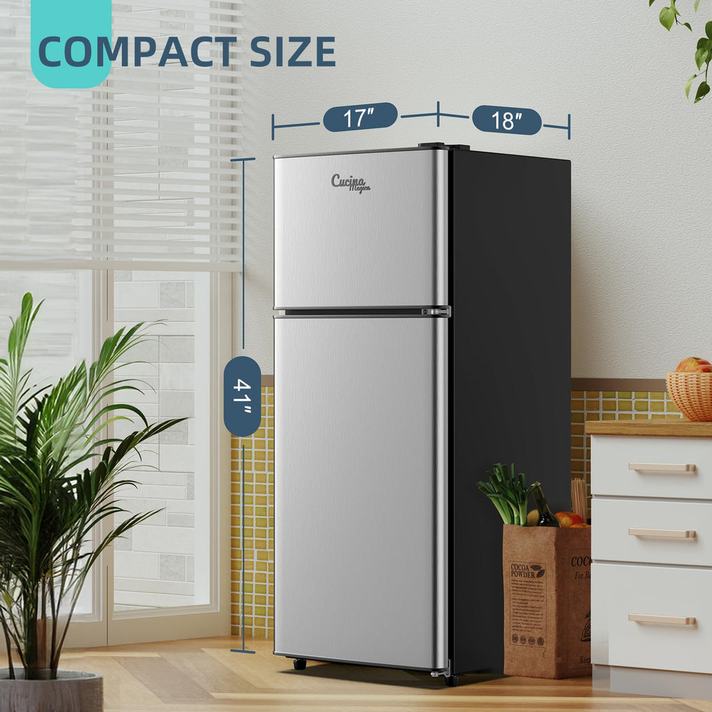 Cucina Magica Mini Fridge with Freezer, 3.8 Cu.Ft Small Fridge, Dorm Fridge Jansha Store