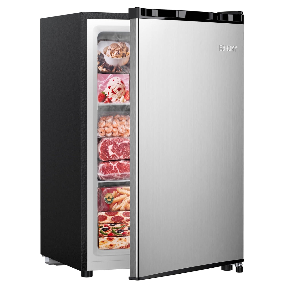 EUHOMY 2.1 Cu.ft Upright Freezer, Reversible Door Mini Freezer, Silver Jansha Store