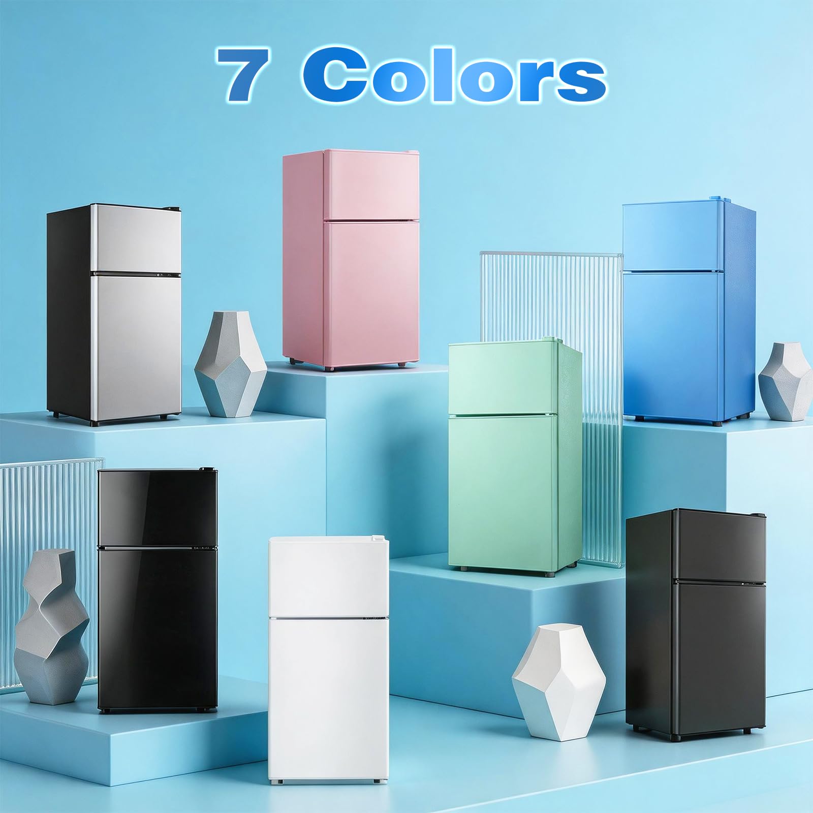 DEMULLER 2.4 Cu.Ft Small Refrigerator with Freezer Mini Fridge Removable Plastic Shelves Ideal for Apartment,Dormitory Black Jansha Store