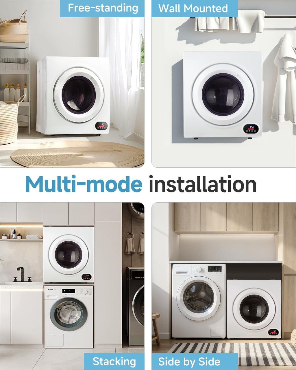 Feelfunn 850W Portable Clothes Dryer with 4 Automatic Drying Modes Jansha Store