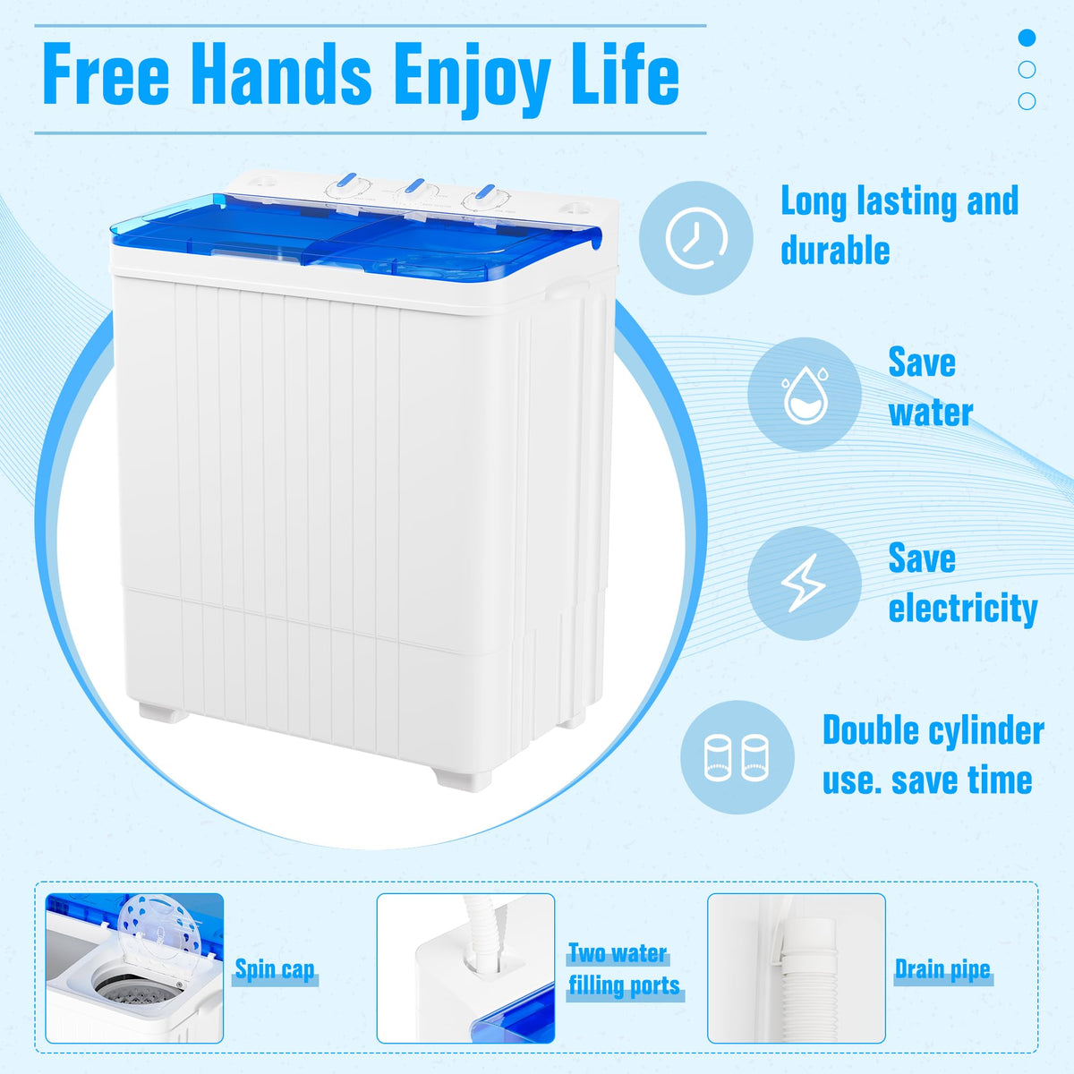 Superday Portable Washing Machine, 25.3lbs Mini Washing Machine and Spin Dryer Combo, Mini Twin Tub Laundry Machine for Camping, Apartments, Dorms, College Rooms, RV, Delicates, Grey Jansha Store