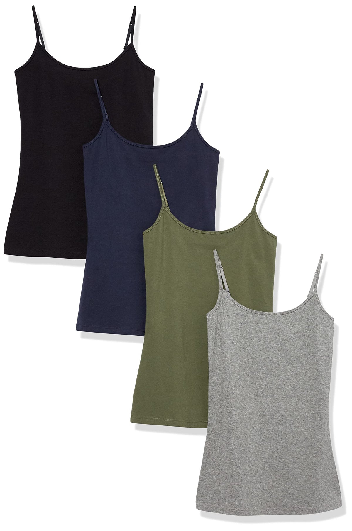 Flat lay of a women's slim-fit camisole in a neutral solid tone
