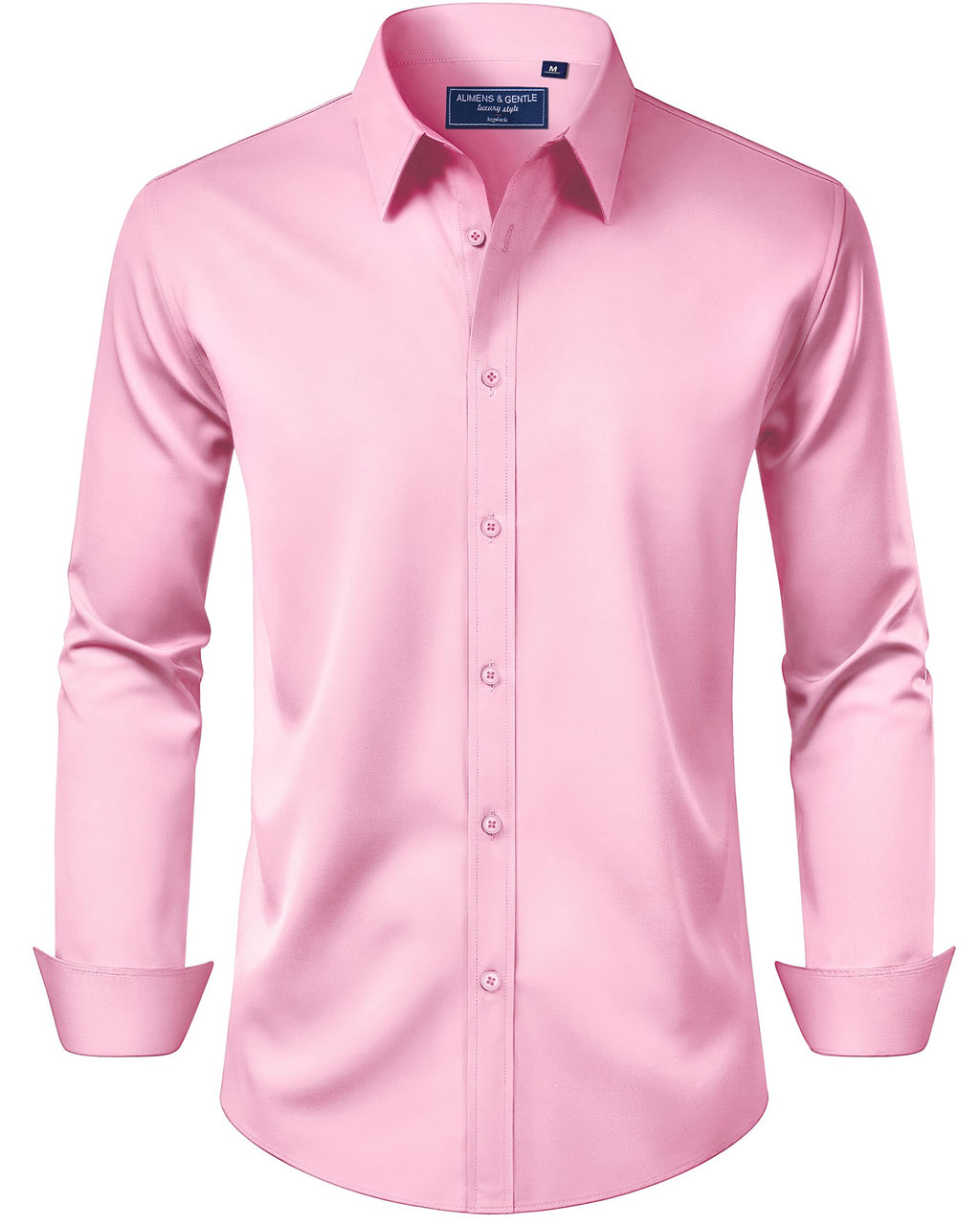 Alimens & Gentle Men's Dress Shirt Regular Fit Stretch Stain Shield Long Sleeve Solid Business Wedding Button Down Shirts Jansha Store