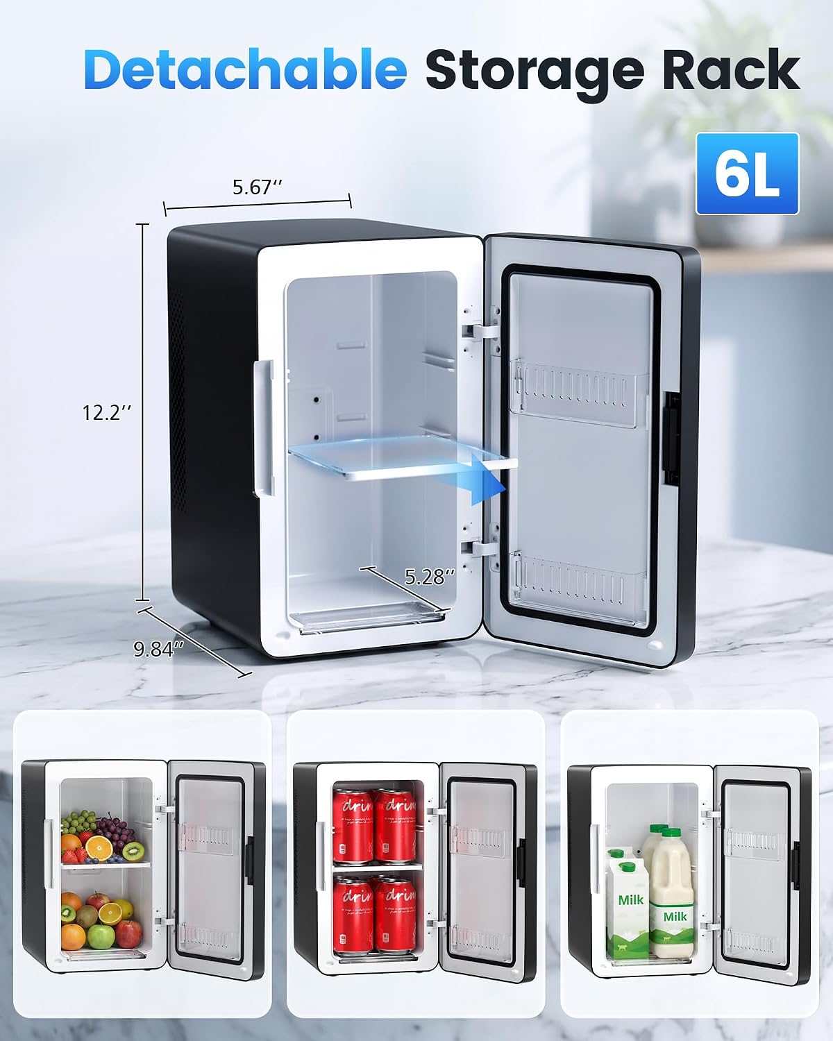 Electactic Mini Fridge, 6L/8Can Portable Small Refrigerator for Bedroom Jansha Store