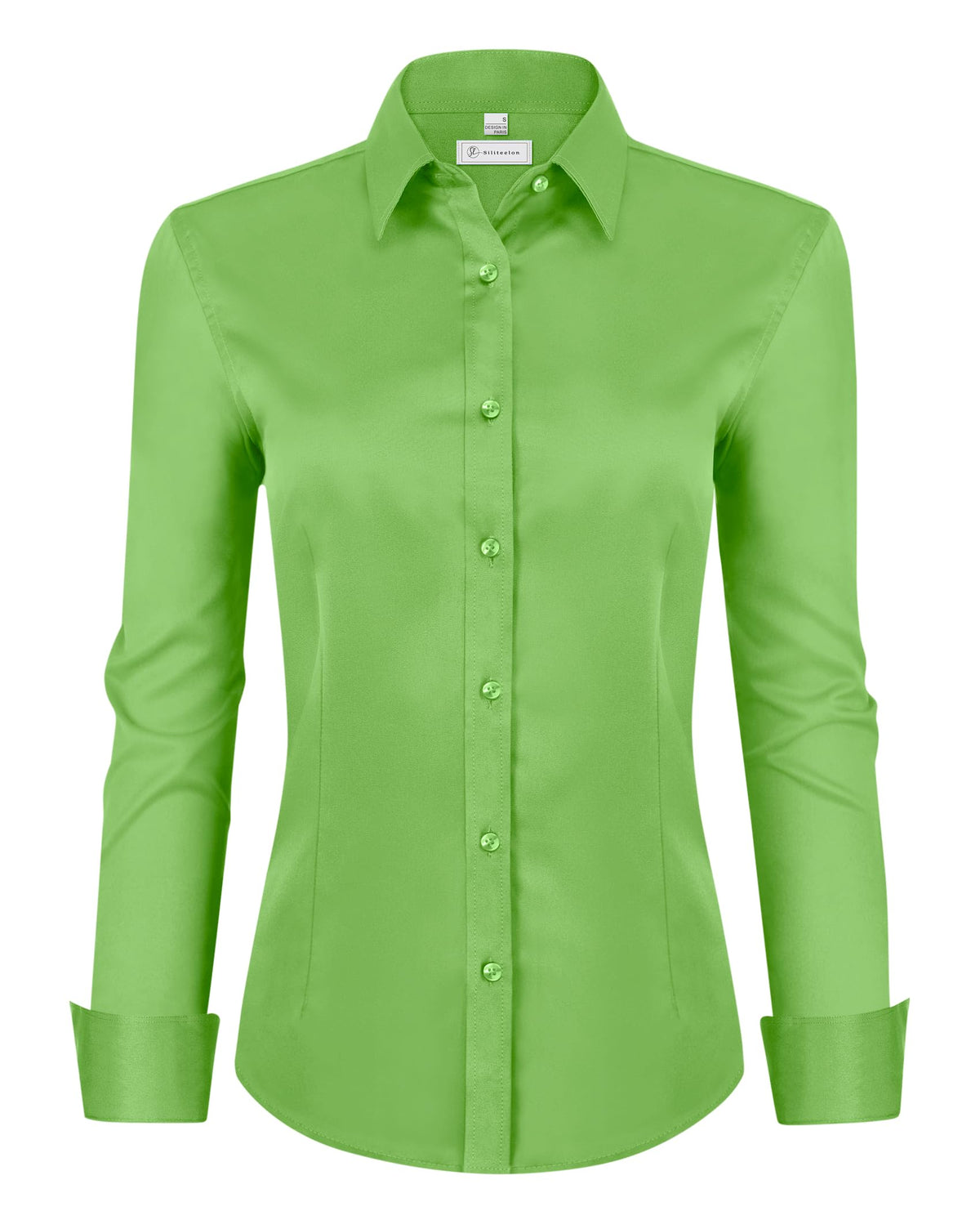 siliteelon Womens Classic-Fit Dress Shirts Long Sleeve Button Down Wrinkle-Free Stretch Solid Casual Work Office Blouse Top Jansha Store